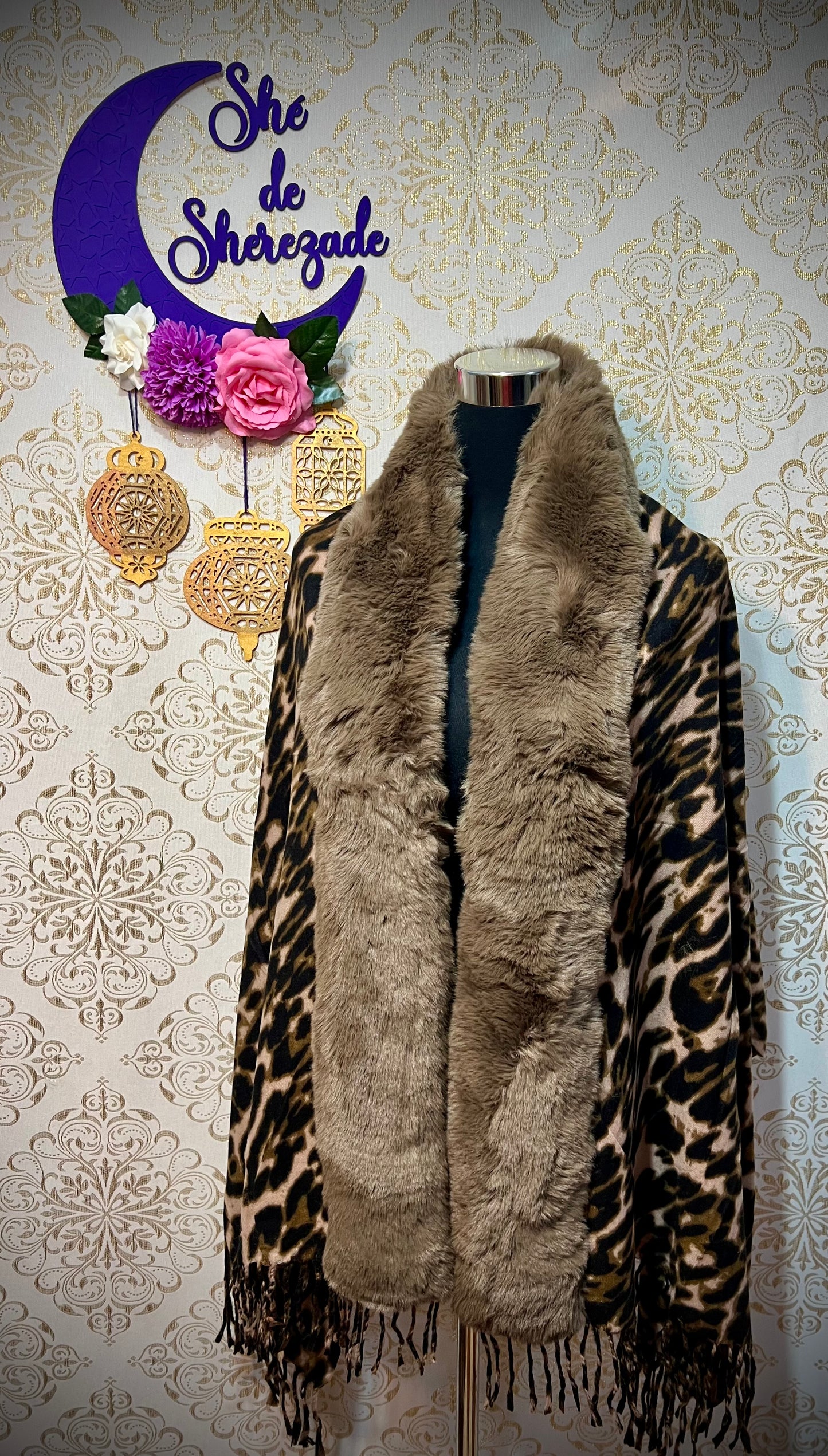 Pashmina leopardo con pelo