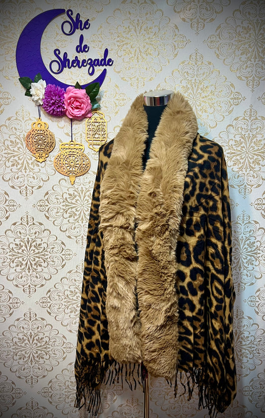 Pashmina leopardo con pelo